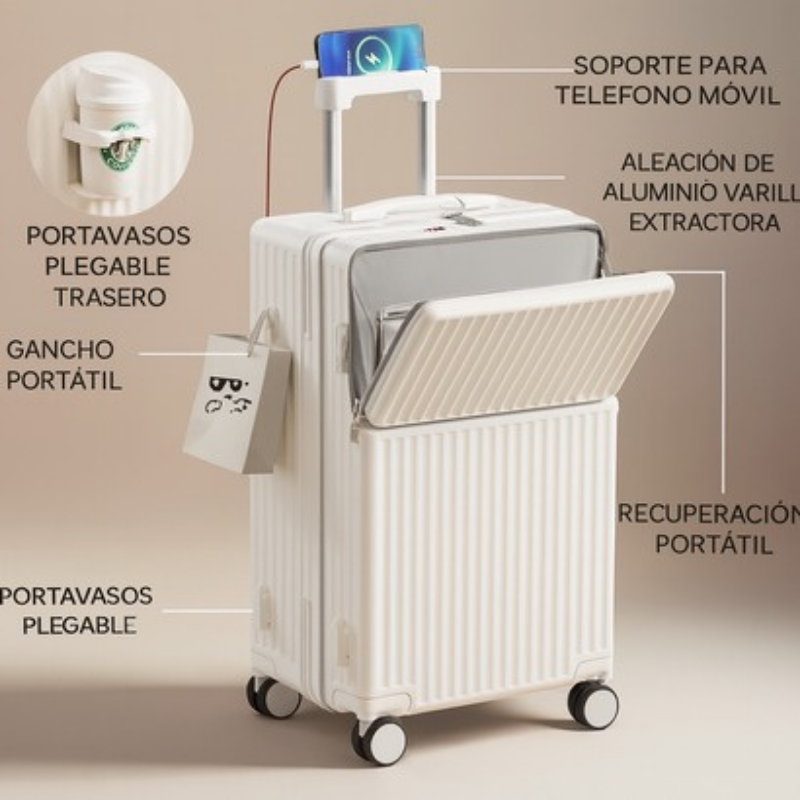 Maleta Ejecutiva con Abertura Frontal - Blanco Perla (Set de 3) - Imagen 2