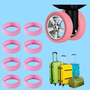 Gomas Protectoras para Ruedas de Maleta Kit de 8 Piezas Rosadas