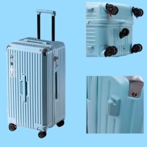 Maleta Simil Rimowa de 5 Ruedas Color Celeste